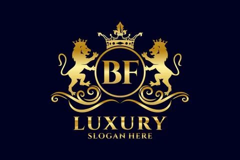 Initial BF Letter Lion Royal Luxury Logo template in vector art for luxurio.. Stock Illustration
