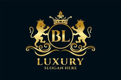 Initial BL Letter Lion Royal Luxury Logo template in vector art for luxurio.. Stock Illustration