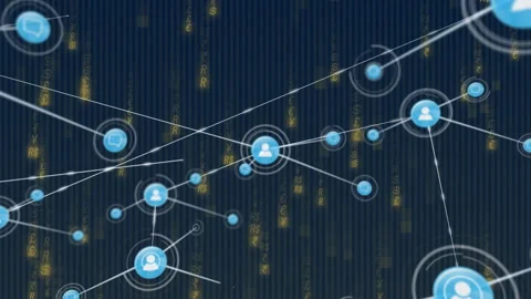 Initial blue user node appearing, sending links and forming network graph Stock Footage 310317460