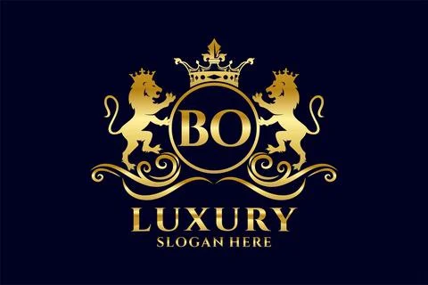 Initial BO Letter Lion Royal Luxury Logo template in vector art for luxurio.. Stock Illustration