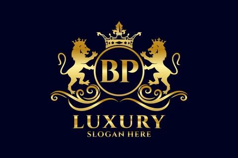 Initial BP Letter Lion Royal Luxury Logo template in vector art for luxurio.. Stock Illustration