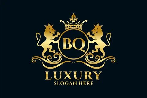 Initial BQ Letter Lion Royal Luxury Logo template in vector art for luxurio.. Stock Illustration