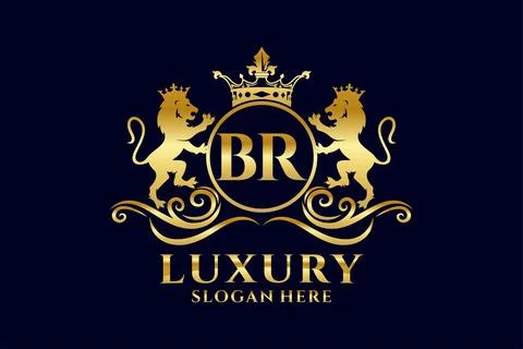 Initial BR Letter Lion Royal Luxury Logo template in vector art for luxurio.. Stock Illustration
