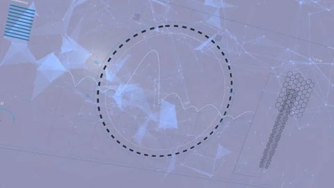 Initial broken dashed arc growing, closing into HUD while wave tracing as nodes Stock Footage 334788153