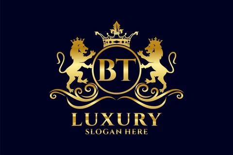 Initial BT Letter Lion Royal Luxury Logo template in vector art for luxurio.. Stock Illustration