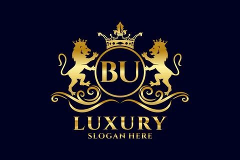 Initial BU Letter Lion Royal Luxury Logo template in vector art for luxurio.. Stock Illustration
