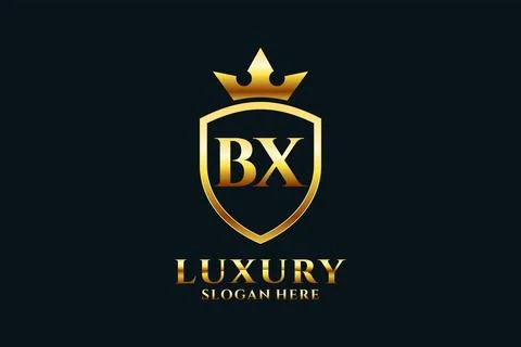 Initial BX elegant luxury monogram logo or badge template with scrolls and .. Stock Illustration