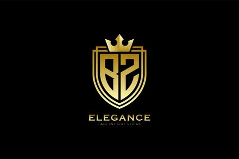 Initial BZ elegant luxury monogram logo or badge template with scrolls and .. Stock Illustration