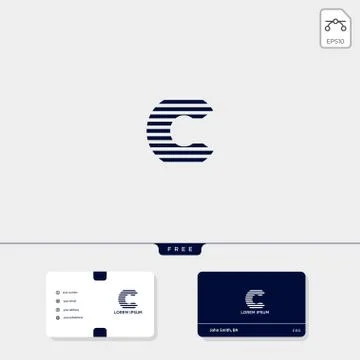 Initial C, CC outline creative logo template and business card design templat Stock Illustration