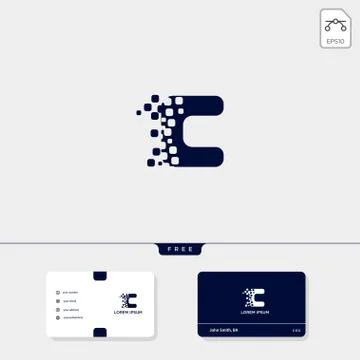 Initial C, CC outline creative logo template and business card design templat Stock Illustration