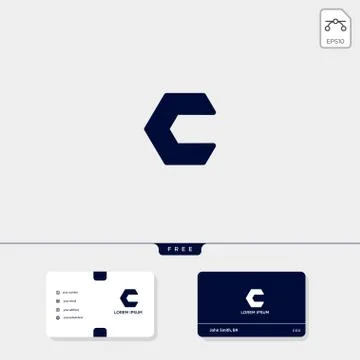 Initial C, CC outline creative logo template and business card design templat Stock Illustration