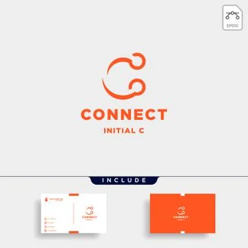 Initial c connection logo design technology symbol icon Stock Illustration