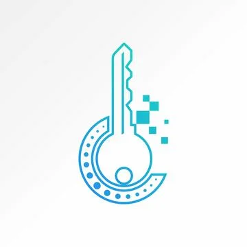 Initial C font with home key and square tech lock digital smart privacy app Stock Illustration