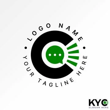 Initial C font unique line talk speak symbol monogram typography branding Illustrazione stock