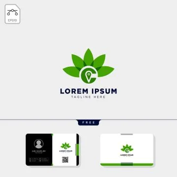 Initial C healthy logo template and free business card design Stock Illustration