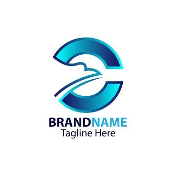 Initial C letter eagle logo icon with modern style eagle head. Stock Illustration