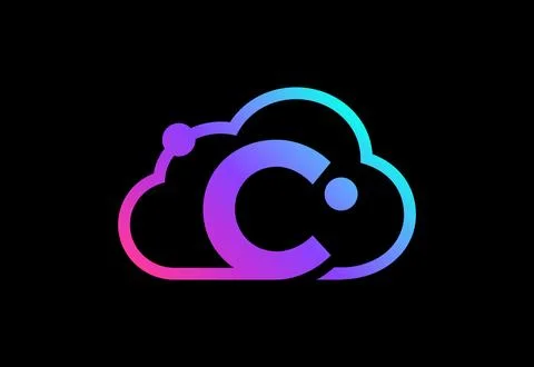 Initial C monogram letter with the cloud. Cloud computing service logo. Clo.. Illustrazione stock