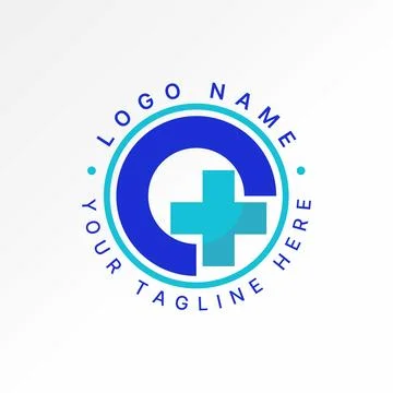 Initial C O plus medical health care hospital help monogram clinic pharmacy Stock Illustration