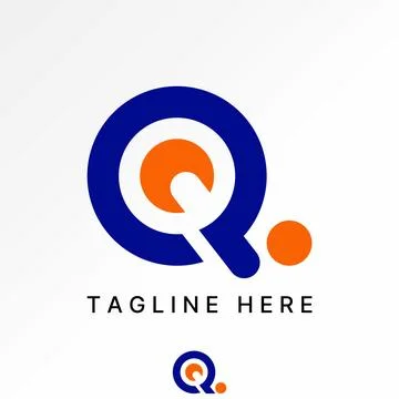 Initial C or Q dot font circle connected cut ring to monogram typography tech Stock Illustration