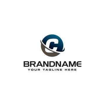 Initial C technology swoosh company letter logo design vector icon template Stock Illustration