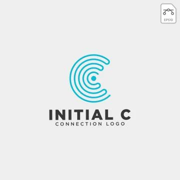 Initial C wifi connection communication creative logo template vector illustr Stock Illustration