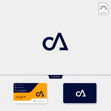 Initial CA or AC creative logo template and business card include. vector ill Stock Illustration