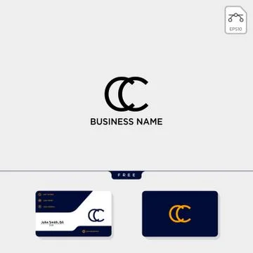 Initial CC creative logo template and business card include. vector illustrat Stock Illustration
