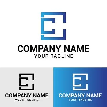 Initial CC letter Geometric Square Shaped Logo Design Template Stock Illustration