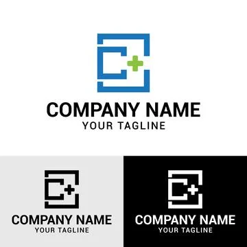 Initial CC letter Square-Shaped Clinic, Hospital Logo Design Template Stock Illustration