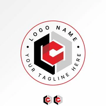 Initial CCD hexagon font flip precision media to infinity tech game creative Stock Illustration