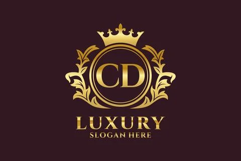 Initial CD Letter Royal Luxury Logo template in vector art for luxurious br.. Stock Illustration