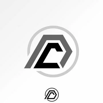 Initial CD or DC italic font connect line fast run monogram sport tech brand Stock Illustration