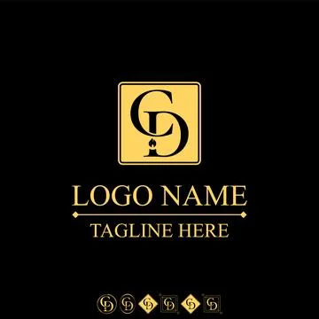 Initial CD serif font top down candle flame to monogram typography therapy Stock Illustration