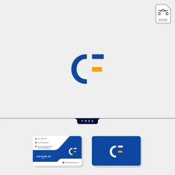 Initial CF or FC creative logo template and business card include. vector ill Stock Illustration