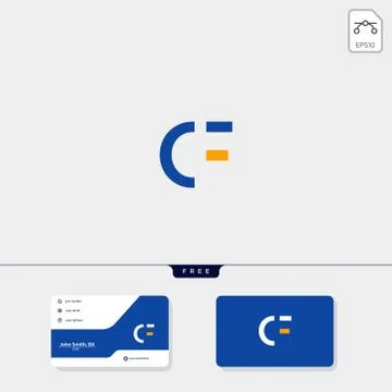 Initial CF or FC creative logo template and business card include. vector ill Stock Illustration