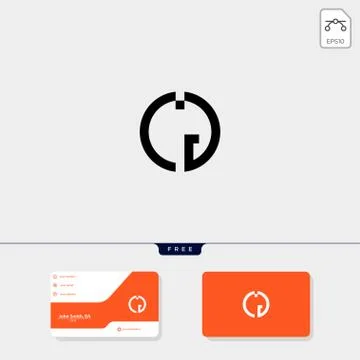 Initial CG or GC creative logo template and business card include. vector ill Illustrazione stock