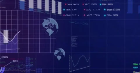 Initial chart bars appearing and updating while dashboard animating global Video stock 317118472