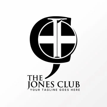 Initial CJ or JC with flag golf Icelandic cross. Related to sport letter font Stock Illustration