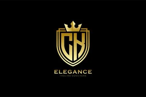 Initial CK elegant luxury monogram logo or badge template with scrolls and .. Stock Illustration