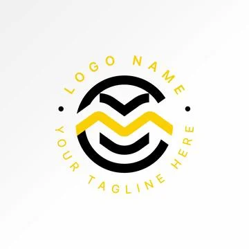 Initial CM or MC font line circle motif pattern aesthetic sport brand fitness 스톡 일러스트