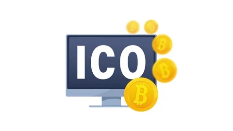 Initial Coin Offering animation on computer screen with white and green screen 動画素材 319027417