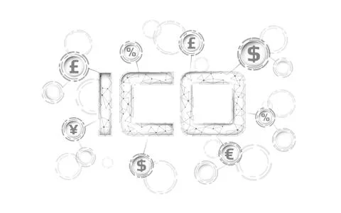 Initial coin offering ICO letters technology concept. Business finance Stock Illustration