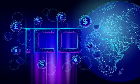 Initial coin offering ICO letters technology concept. Business finance economy Stock-Illustration