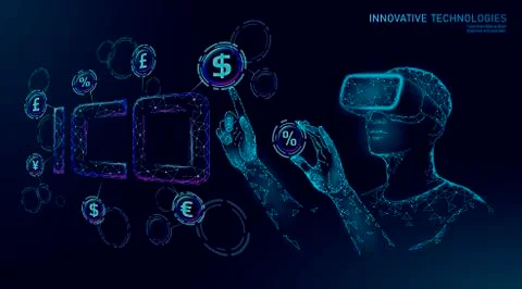 Initial coin offering ICO letters technology concept. Business finance economy Illustrazione stock