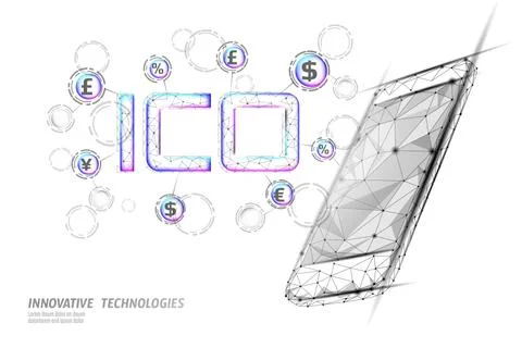 Initial coin offering ICO letters technology concept. Business finance economy Stock-Illustration