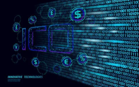 Initial coin offering ICO letters technology concept. Business finance economy Stock-Illustration