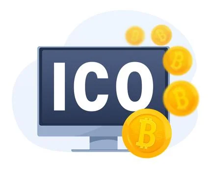 Initial coin offering, ICO Token production process vector illustration Stock Illustration