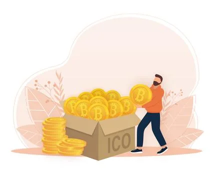 Initial coin offering, ICO Token production process vector illustration イラスト素材
