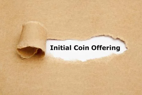 Initial Coin Offering Torn Paper Concept Stockfoto's