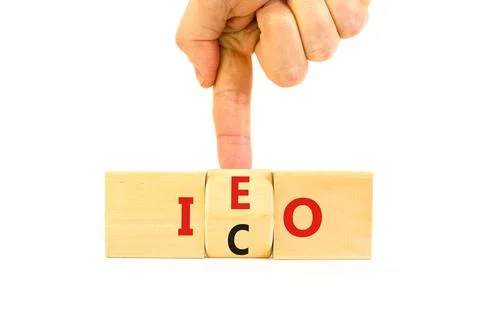Initial coin or exchange offering symbol. Concept words abbreviation ICO or.. Stock Photos
